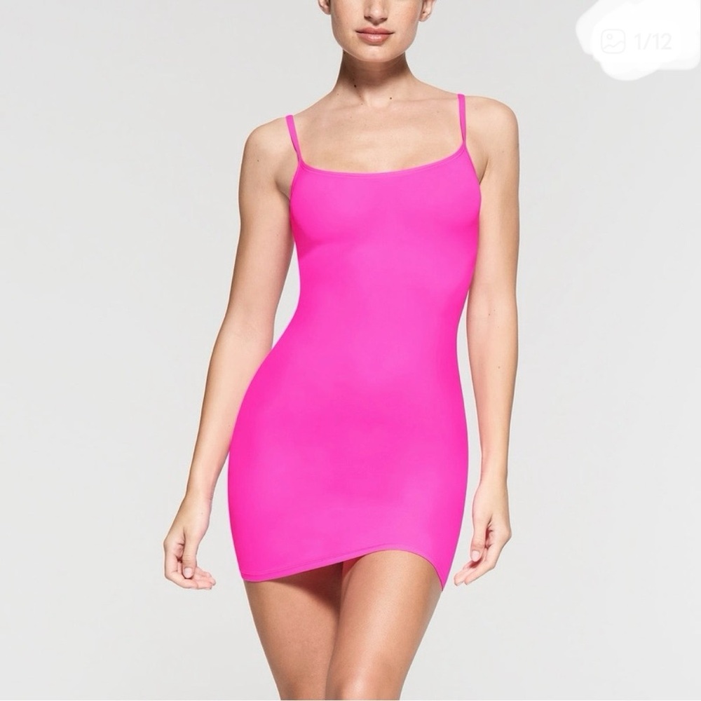 SKIMS slip dress bright pink medium